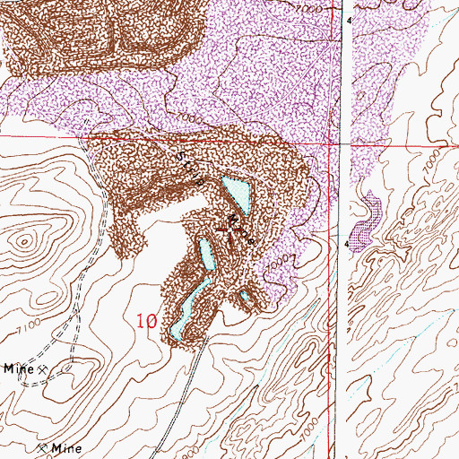 Topographic Map of Nugget Mine, WY