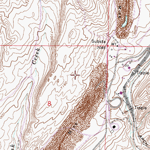 Topographic Map of Red Mountain Mine, WY