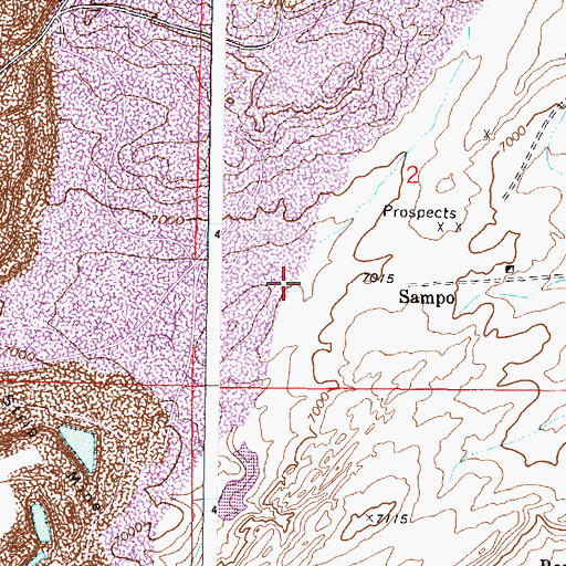 Topographic Map of Sampo Mine, WY