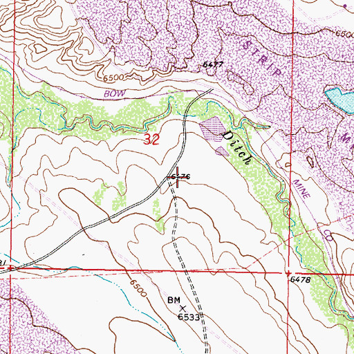 Topographic Map of Medicine Bow Strip Mine, WY