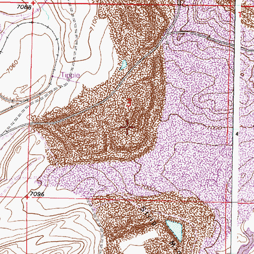 Topographic Map of Rosebud Strip Mine, WY