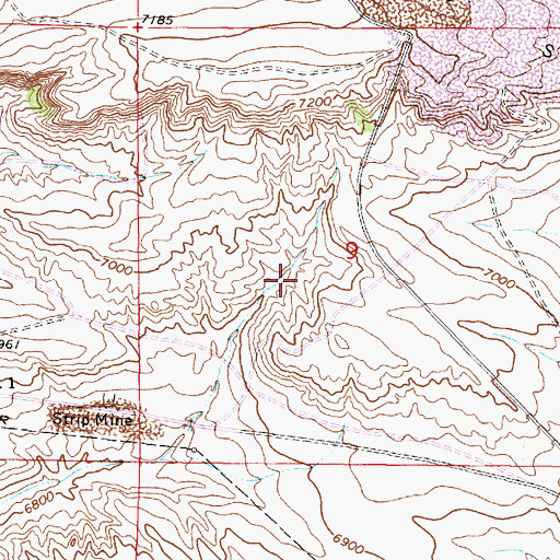 Topographic Map of Rimrock Number Two Mine, WY
