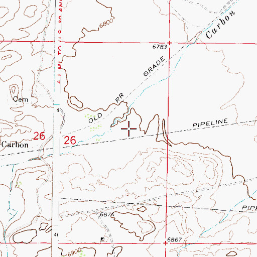 Topographic Map of Carbon Number Six Mine, WY