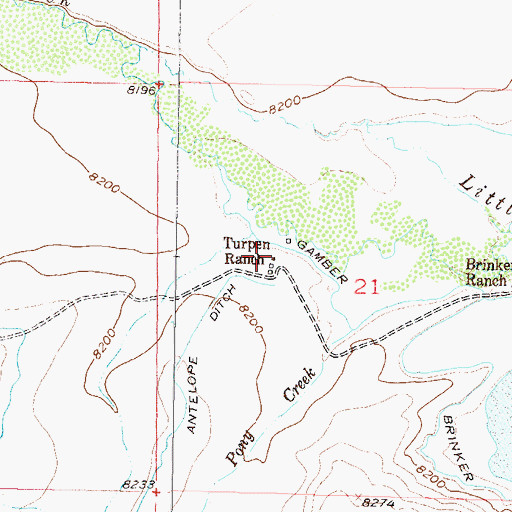 Topographic Map of Turpen Ranch, CO