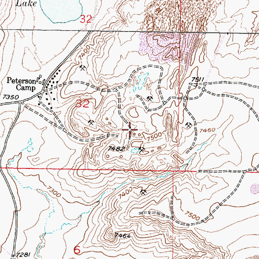 Topographic Map of Johnson Mine, WY