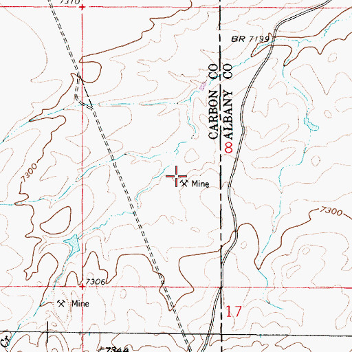 Topographic Map of Monarch Mine, WY