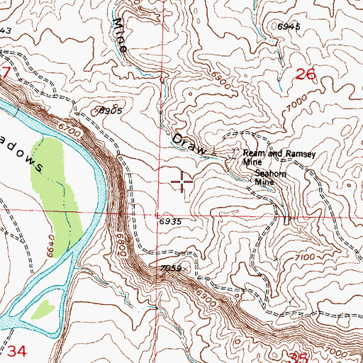 Topographic Map of Petty Mine, WY