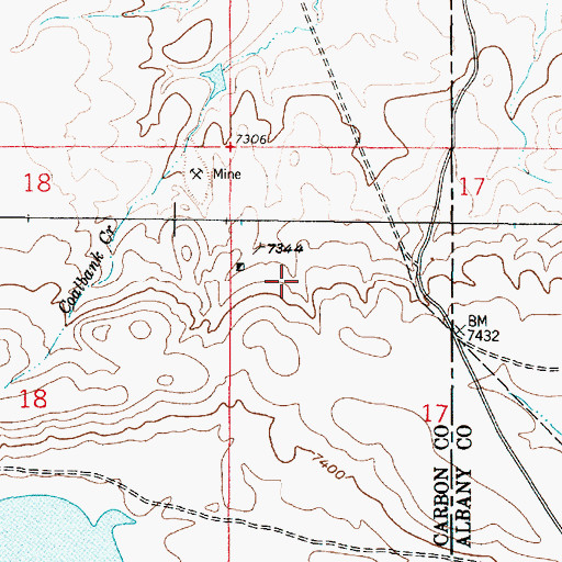 Topographic Map of Fry Mine, WY