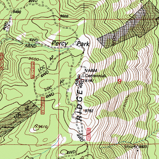 Topographic Map of Centennial Ridge Mine, WY