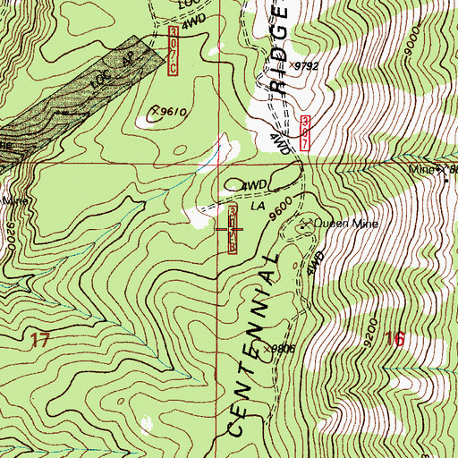 Topographic Map of Queen Mine, WY