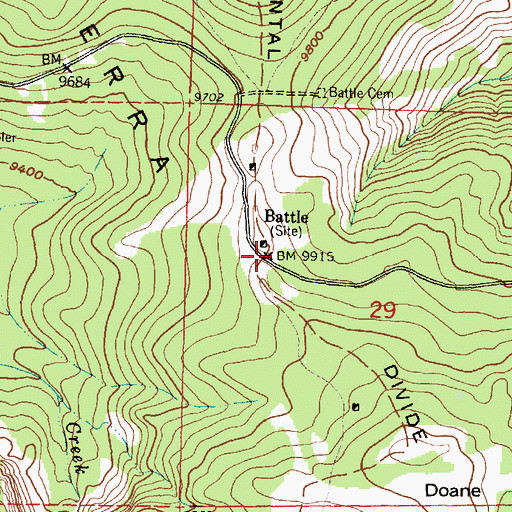 Topographic Map of Battle Area Mine, WY