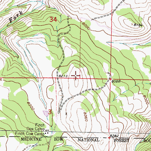 Topographic Map of Taylor Claims, WY