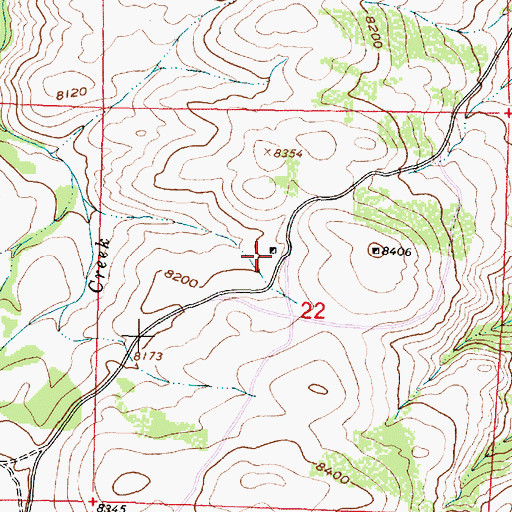 Topographic Map of Tennant Creek Area Mine, WY