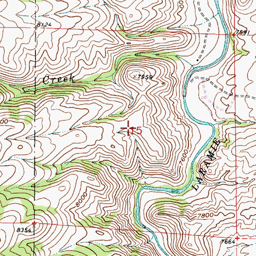 Topographic Map of Jelm Mountain Area Mine, WY