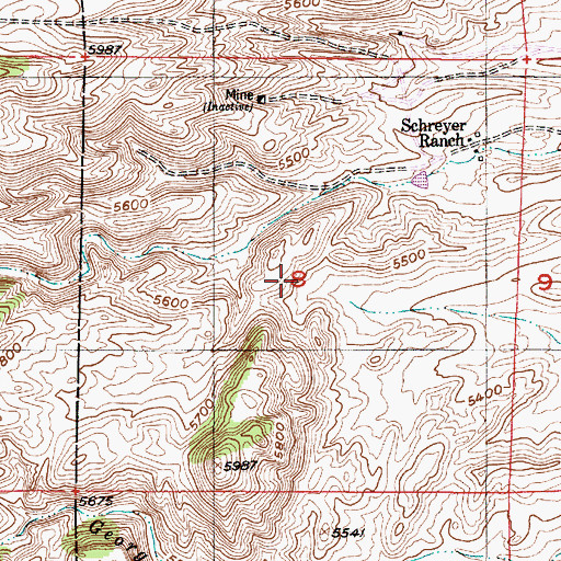 Topographic Map of Emerald Group Mine, WY