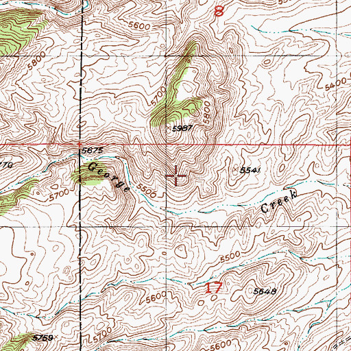 Topographic Map of George Creek Mine, WY