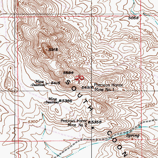 Topographic Map of Cooney Hill Prospect, WY