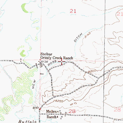 Topographic Map of New Ross Ditch, CO