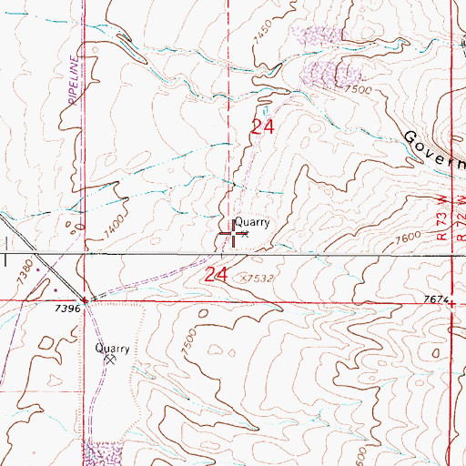 Topographic Map of Sterling Limestone Quarry, WY