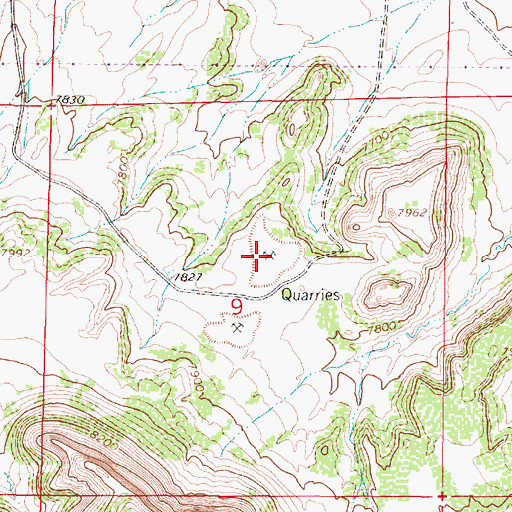 Topographic Map of Red Mountain Gypsum Mine, WY