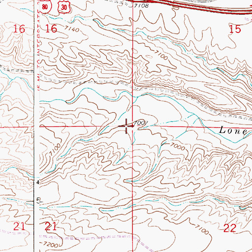 Topographic Map of Granite Canyon Quarry, WY