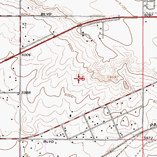 Topographic Map of Rocky Mountain Sand and Gravel Pit, WY