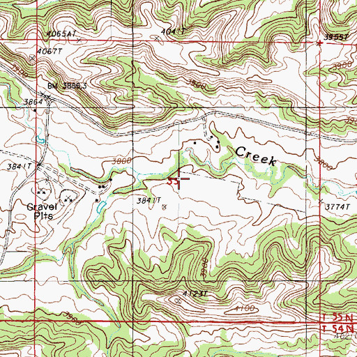 Topographic Map of Oak Creek Mine, WY