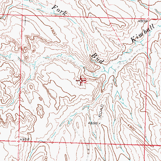 Topographic Map of Kimball Draw Mine, WY