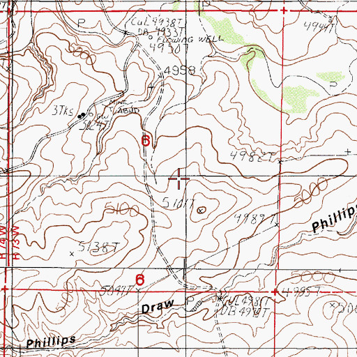 Topographic Map of Sand Creek Number Two Mine, WY