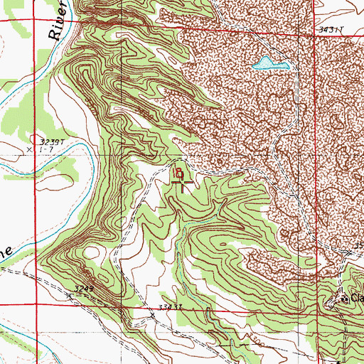Topographic Map of Belle Fourche River Number One Mine, WY