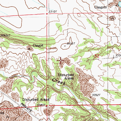 Topographic Map of Middle Creek Number One Mine, WY