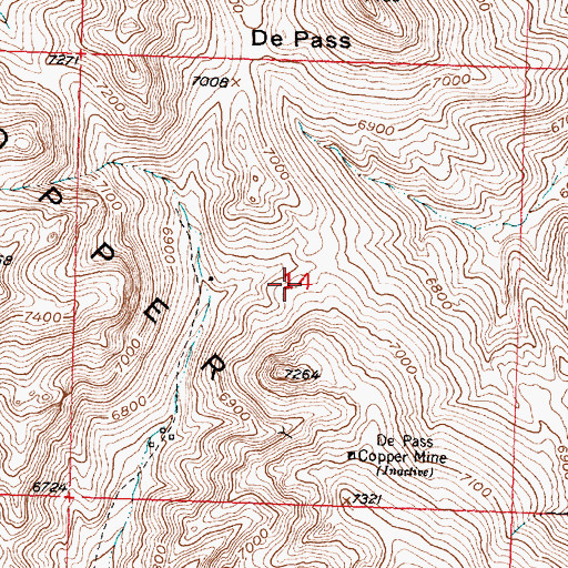 Topographic Map of DePass Mine, WY