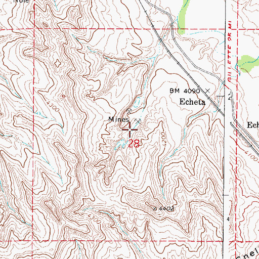 Topographic Map of Eureka Strip Mine, WY