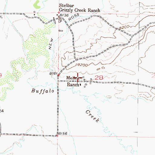 Topographic Map of Mellen Ranch, CO