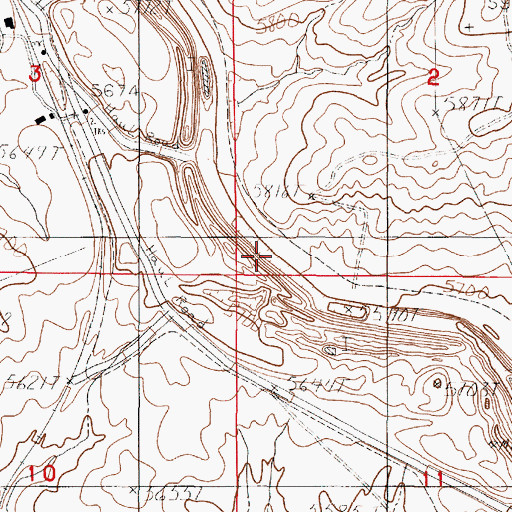 Topographic Map of Dave Johnston Mine, WY