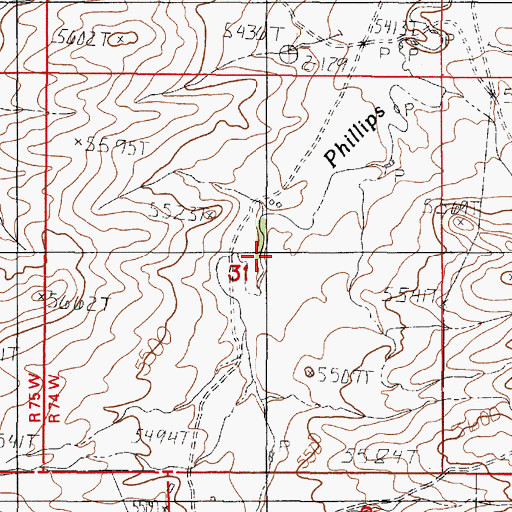 Topographic Map of Stevens South Mine, WY
