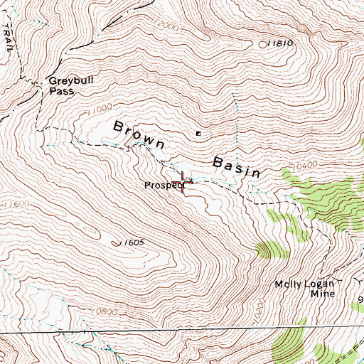 Topographic Map of Kirwin Copper Mine, WY