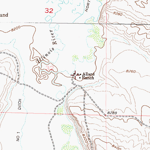 Topographic Map of Allard Ranch, CO