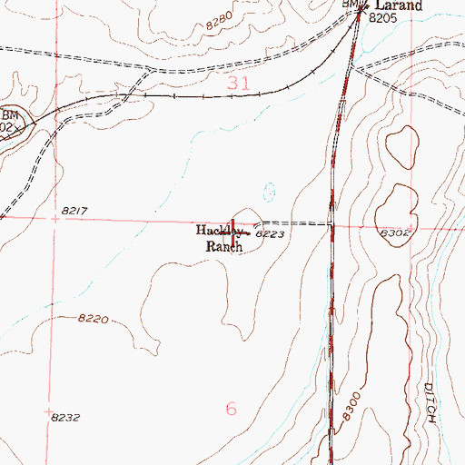 Topographic Map of Hackley Ranch, CO