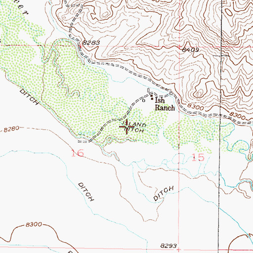 Topographic Map of Island Ditch, CO