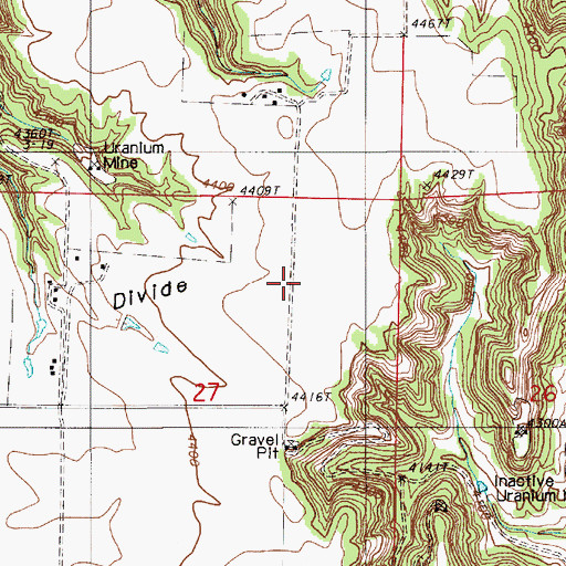Topographic Map of Laymon Lease Mine, WY