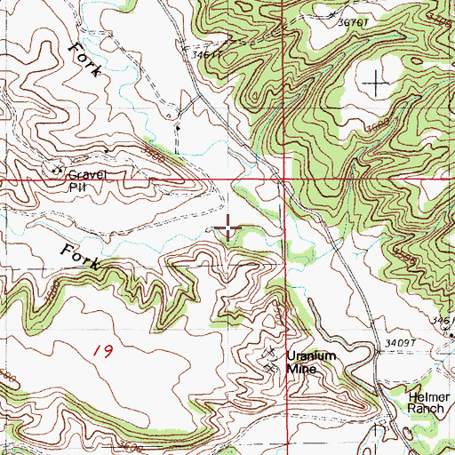Topographic Map of C Helmer Property Mine, WY