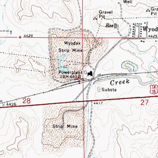 Topographic Map of Peerless Mine, WY