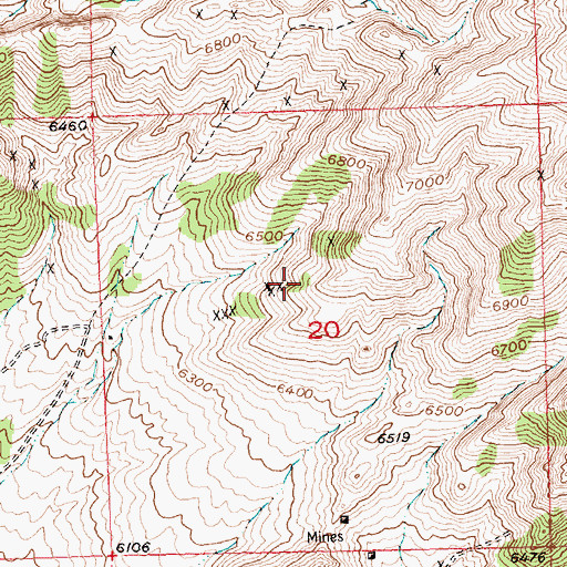Topographic Map of Olive Five Claim, WY