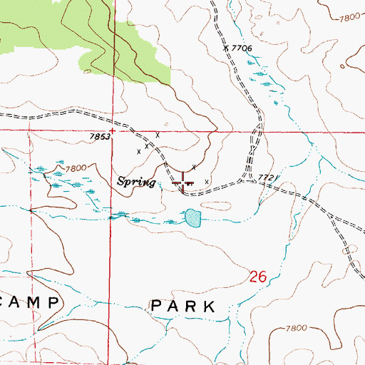 Topographic Map of Bull Camp Group Mine, WY