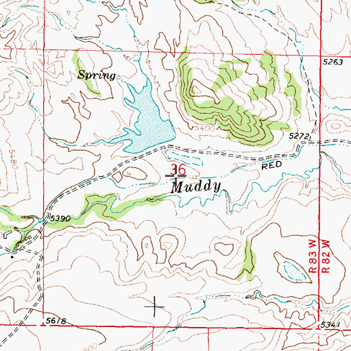 Topographic Map of Muddy Creek Mine, WY