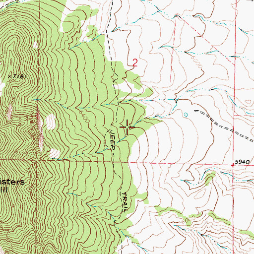 Topographic Map of Sisters Hill Mine, WY