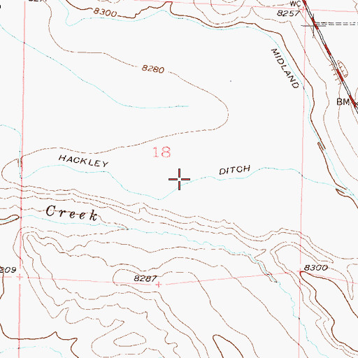 Topographic Map of Hackley Ditch, CO