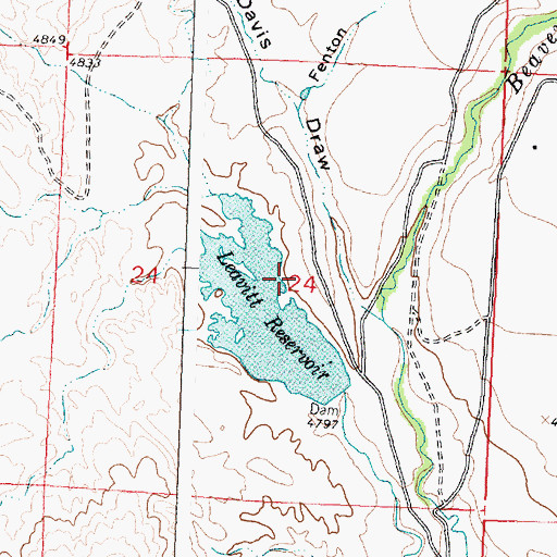 Topographic Map of Beaver Creek Mine, WY