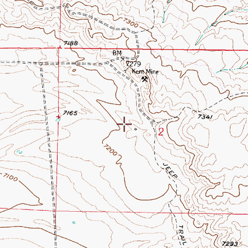 Topographic Map of Carbon Basin Mine, WY
